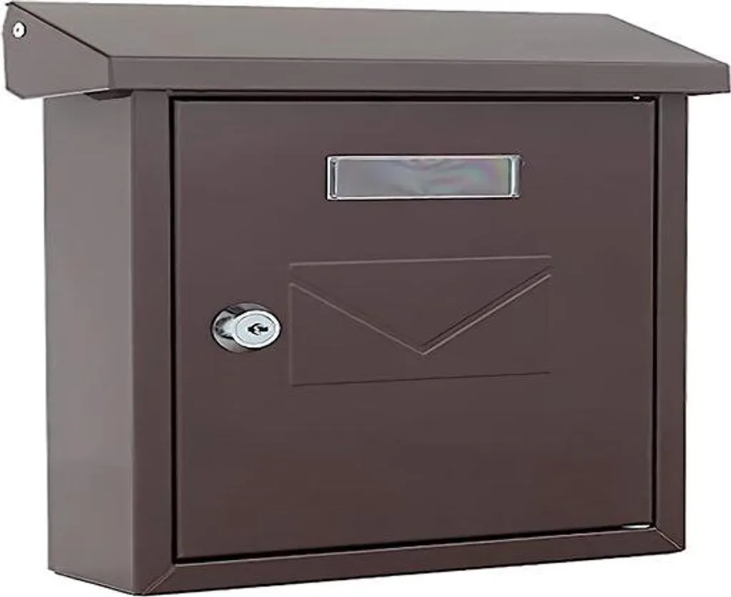Boîte aux lettres extérieure marron en acier pour courrier au sec
