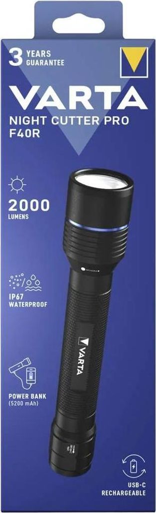 Varta Taschenlampe Aluminium F40R mit Akku