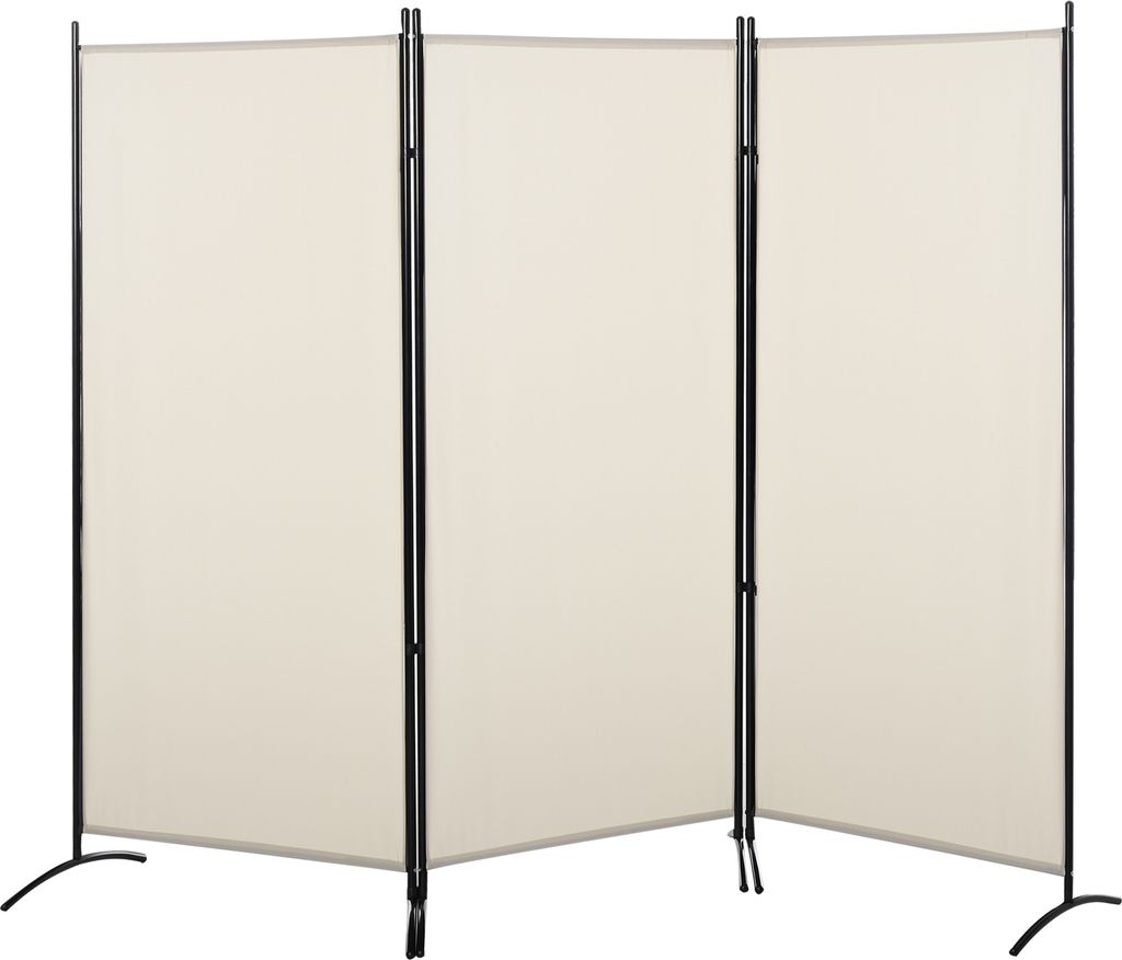 HOMCOM 3-Panel-Raumteiler, 253 x 50 x 182 cm, faltbarer Raumteiler mit 6 Metallfüßen, Sichtschutz für Büro, Schlafzimmer, Beige