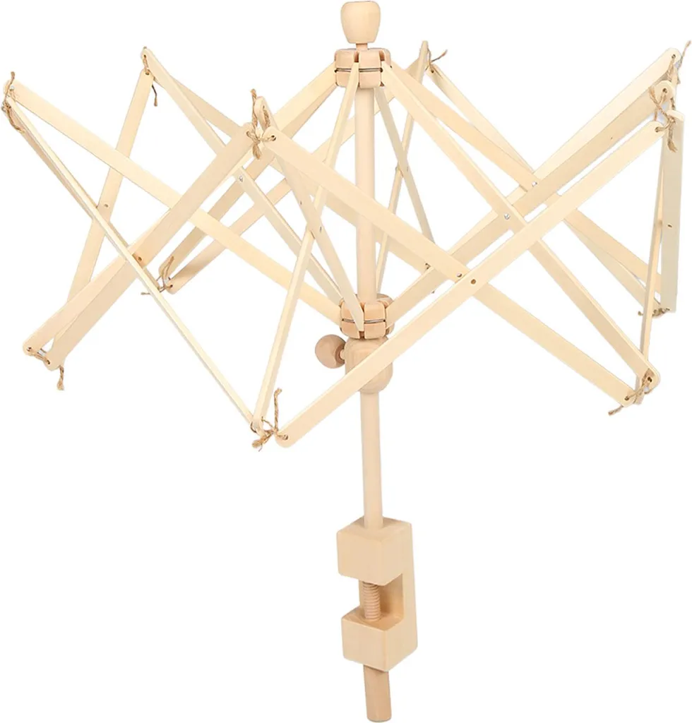 Dévidoir à laine parapluie en bois naturel pour pulls et chapeaux DIY