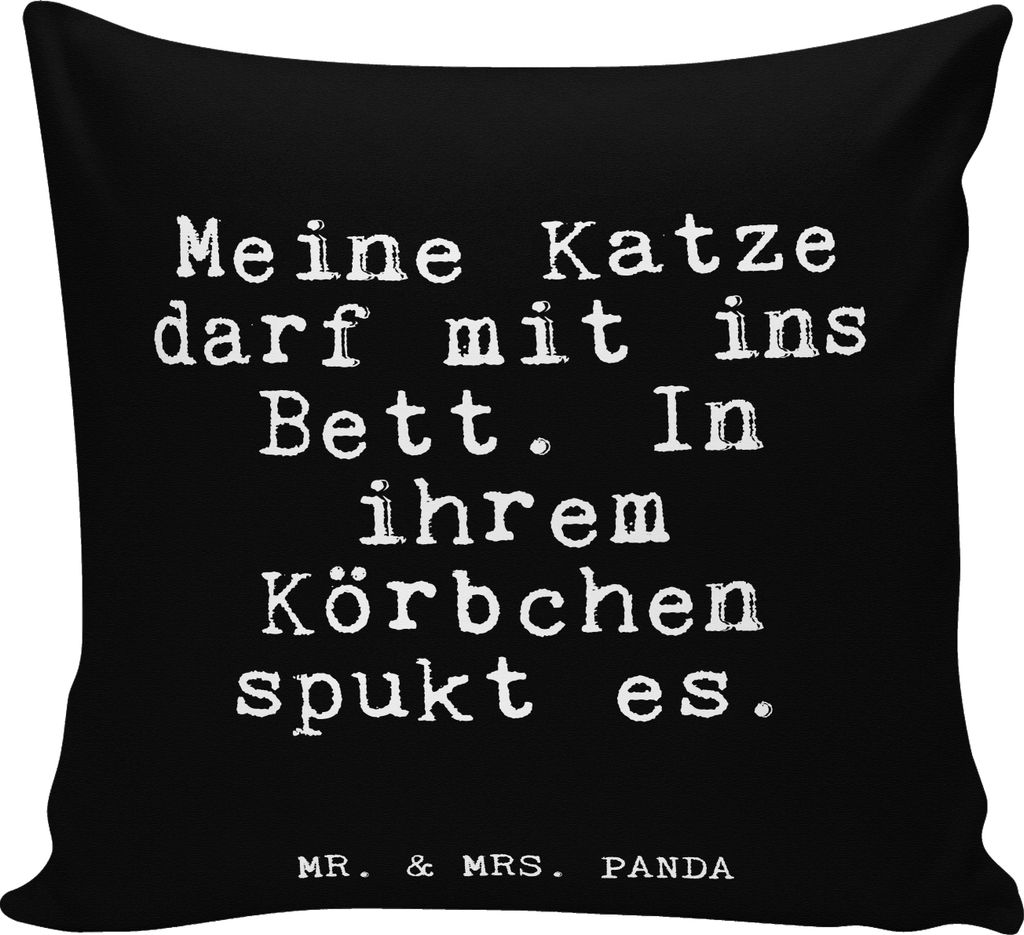 Mr. & Mrs. Panda Sofakissen 40x40 Meine Katze darf mit... - Schwarz - Geschenk, Kissen, Frauchen, Kuschelkissen, Katzen, Dekokissen Sofa, 40 x 40, ...