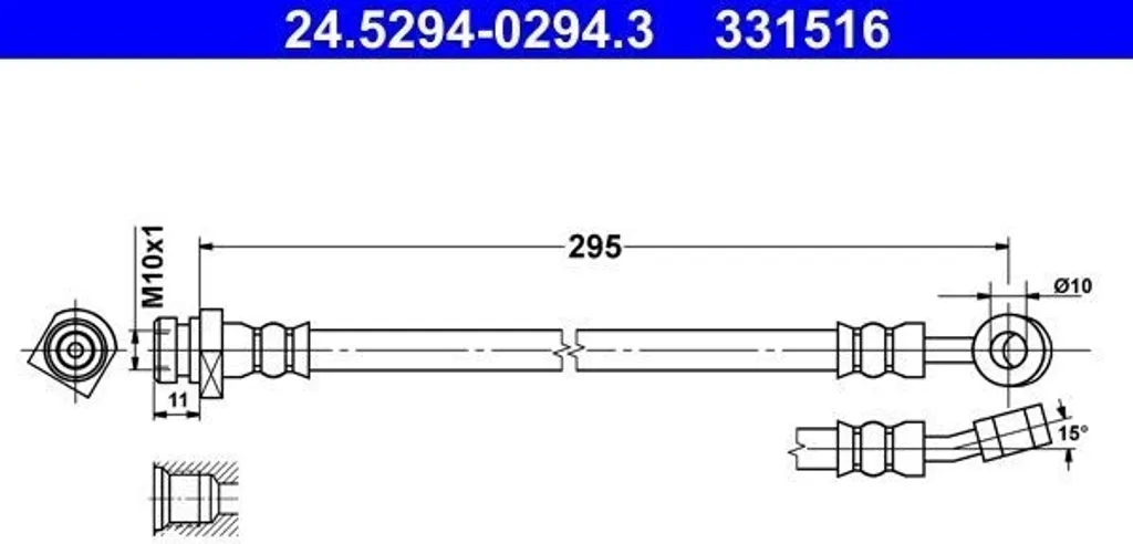 Flexible de frein ATE 24.5294-0294.3 pour Hyundai i30 FD GD OE 587372L900