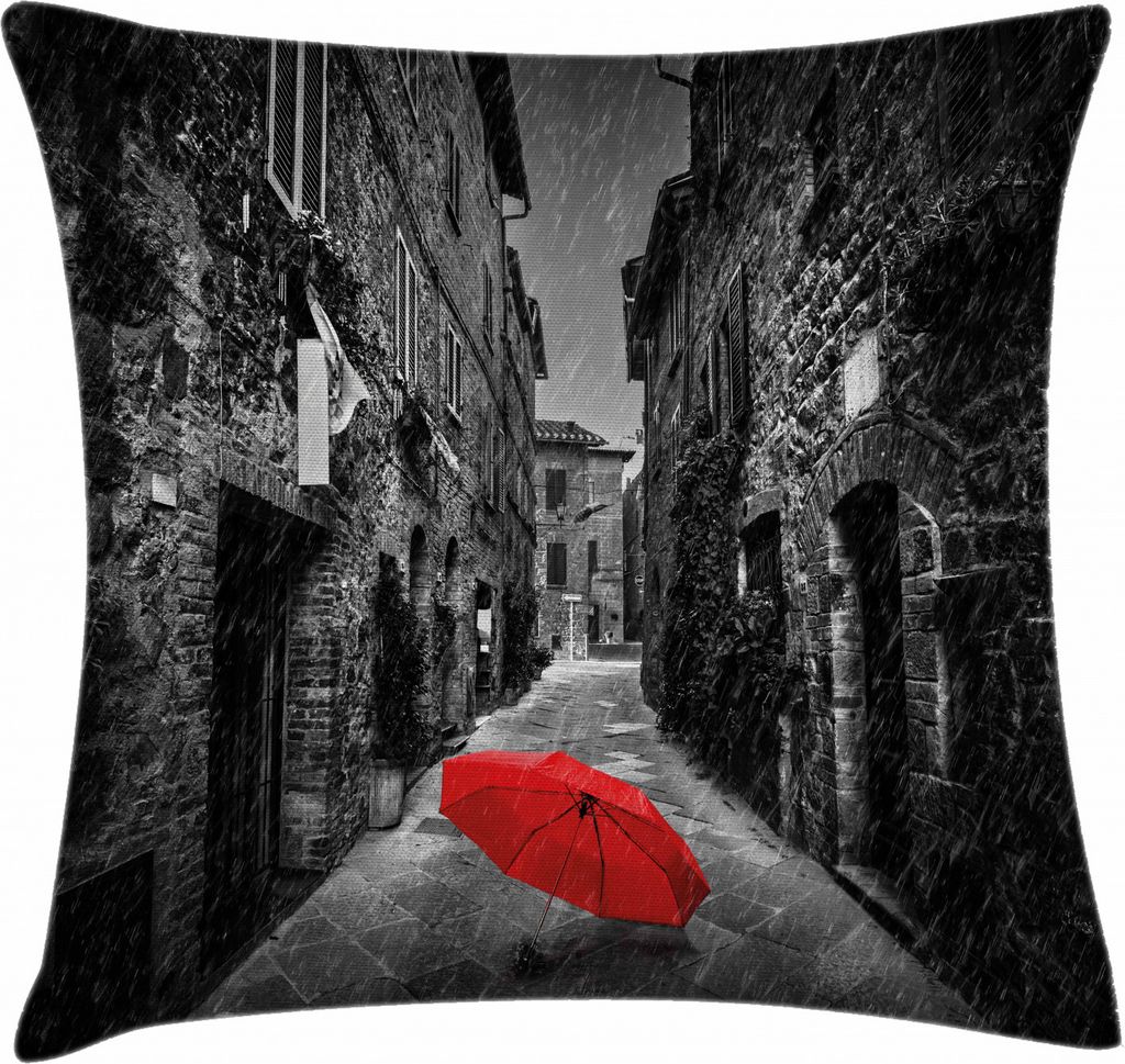 ABAKUHAUS Romantisch Kissenbezug, Toskana Italien, Dekokissenhüllen Waschbar Inn/Outdoor Beidseitiger Druck mit Reißverschluß, 60 x 60 cm, Grau