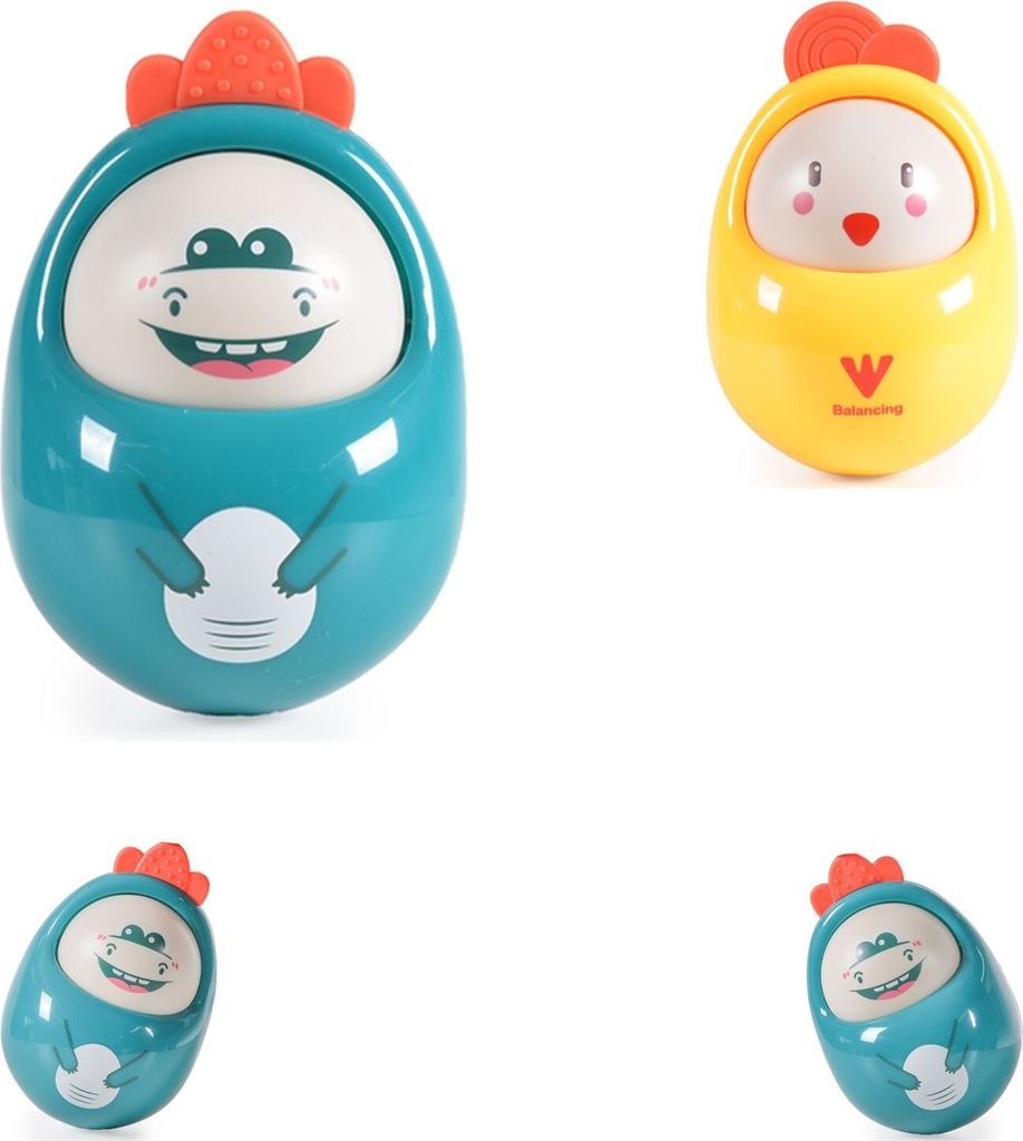 Moni Babyspielzeug Roly Poly Rassel, balancierendes Ei, Beißring, ab Geburt blau