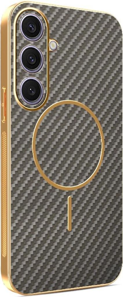 MagSafe Hülle für Samsung Galaxy S25 Plus/S24 Plus - Phonesta Luxury Carbon Fiber Back Cover - Braun