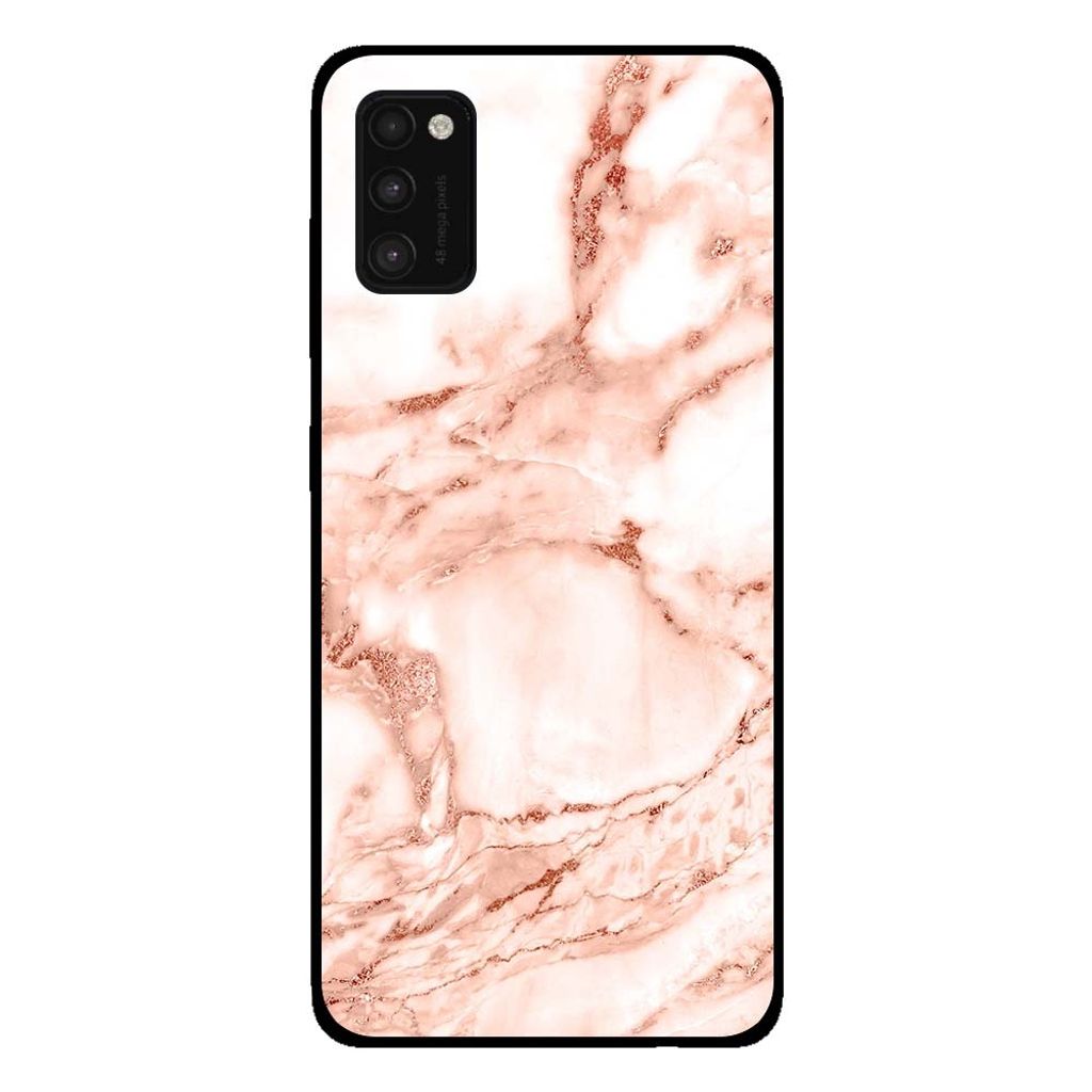 Smartphonica Handytasche für Samsung Galaxy A41 Marmor-Look - Rückseite Abdeckung Marmor Fall - White Rose Gold