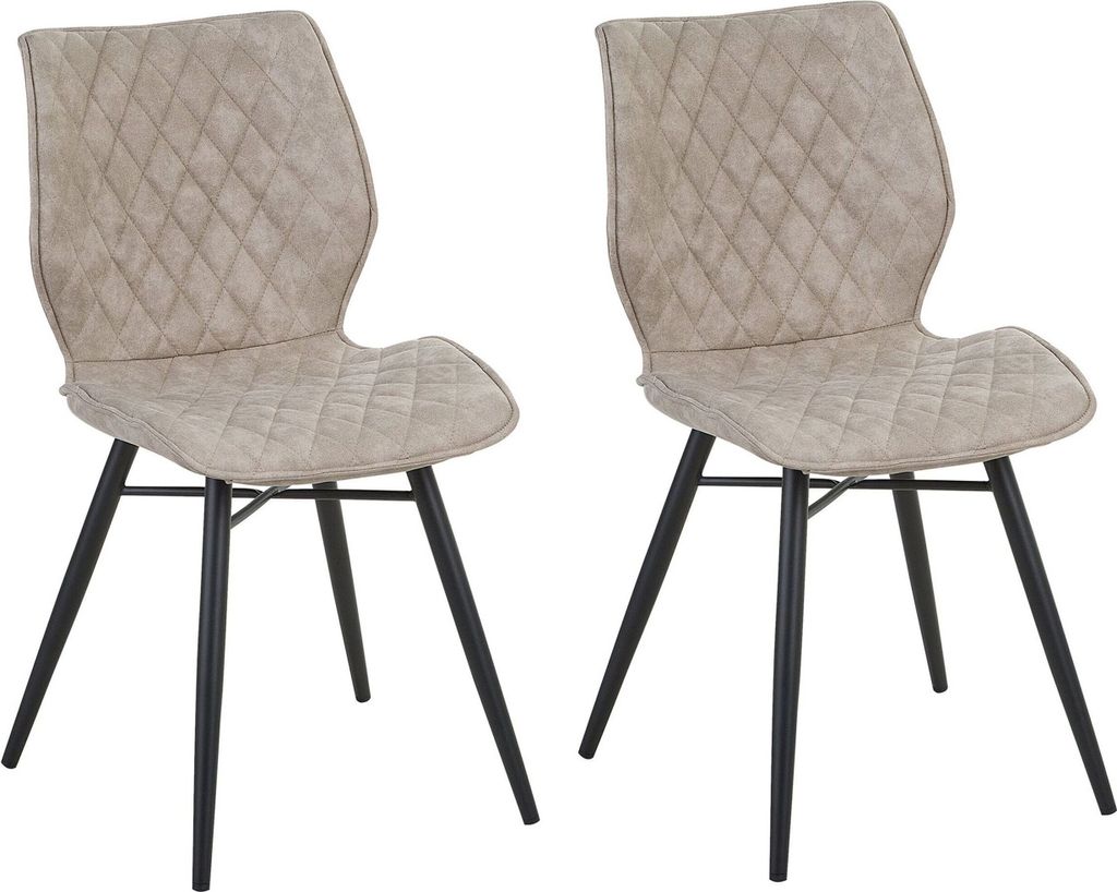 BELIANI Esszimmerstuhl 2er Set Beige Polsterbezug Versteppung Metallbeine Modern
