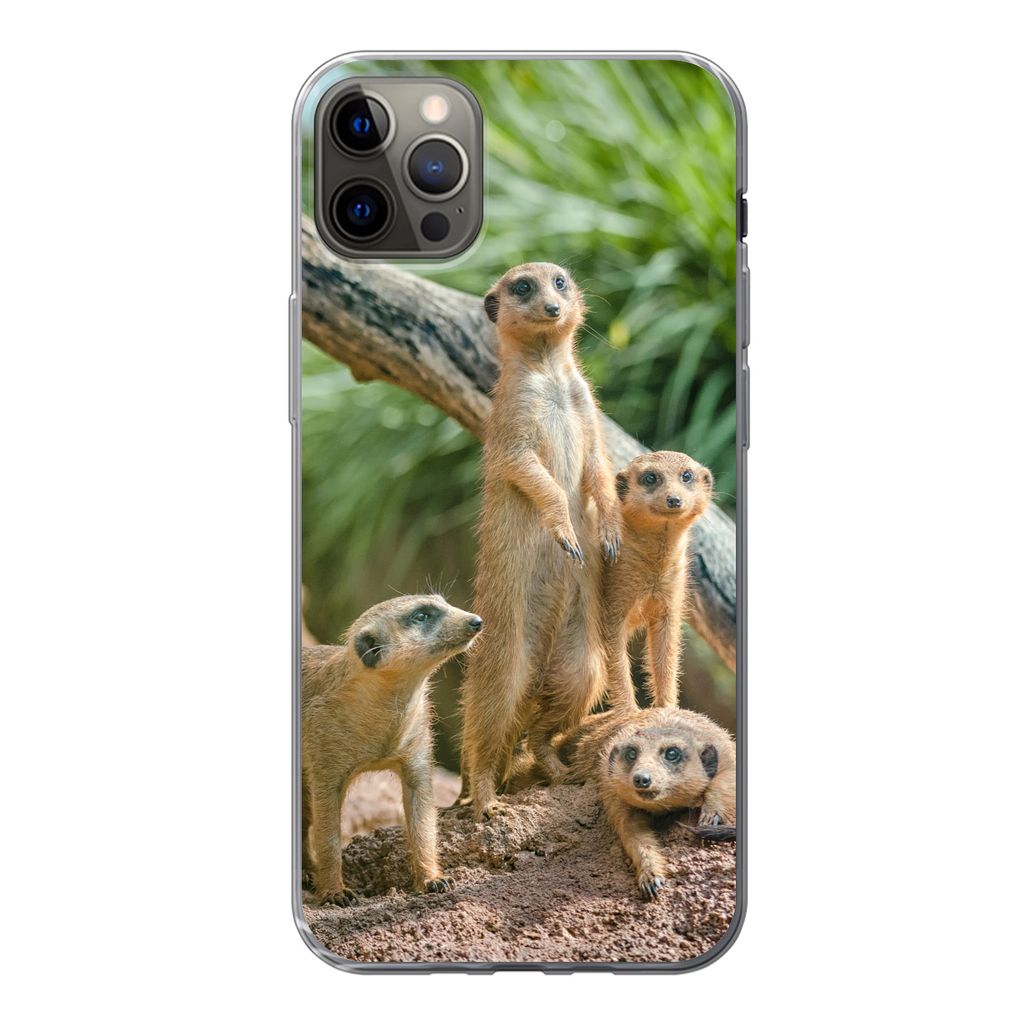 MuchoWow Handyhülle Schutzhülle Hülle für iPhone 13 Pro Max Familie - Tiere - Erdmännchen Silikon Softcase Handy Hülle - Mobiltelefon
