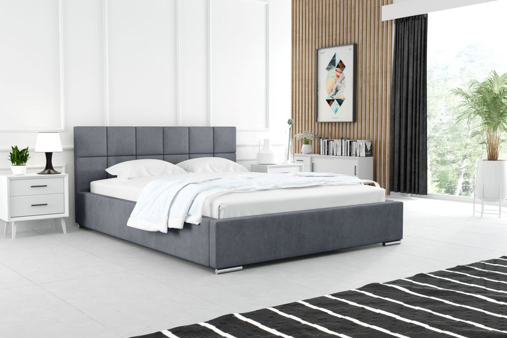 Gepolstertes Bett 160x200 Camillo mit Bettzeugbehälter PERSONALIZATION Stoff Ihrer Wahl