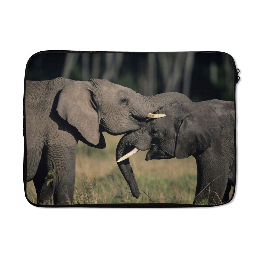 MuchoWow Laptop Hülle 14 ZollElefant - Tiere - Grau - Natur Laptoptasche - Laptoptasche - Stoßsicher - Schutzhaube