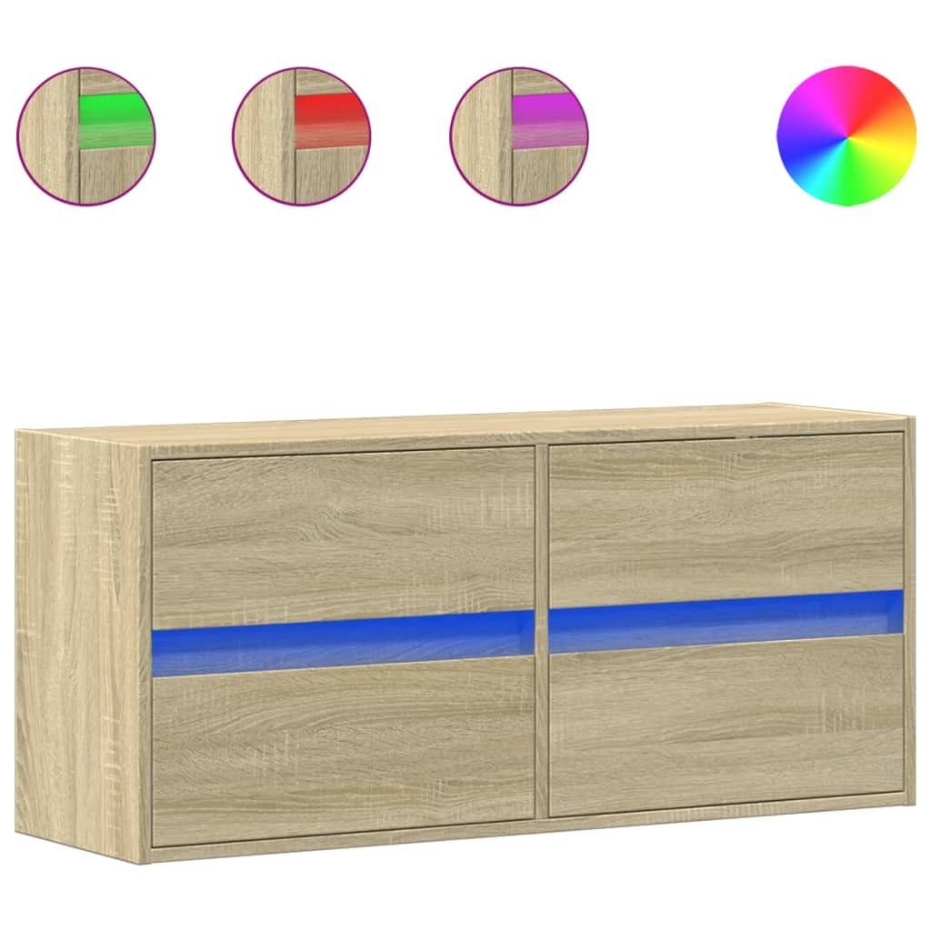 "SALE 2026"TV-Wandschrank, Fernsehtisch - CLORIS - mit LED-Beleuchtung Sonoma-Eiche 100x31x45cm - TV-Schränke DEMöbel187490