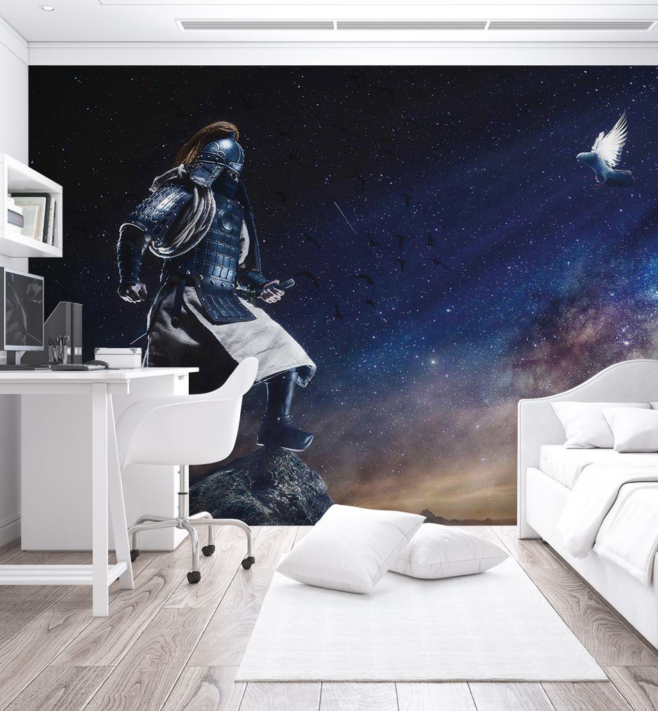 Fototapete Samurai im Sternenhimmel, Material:Superior Vlies 350g/qm, Größe Tapete:325 x 260cm