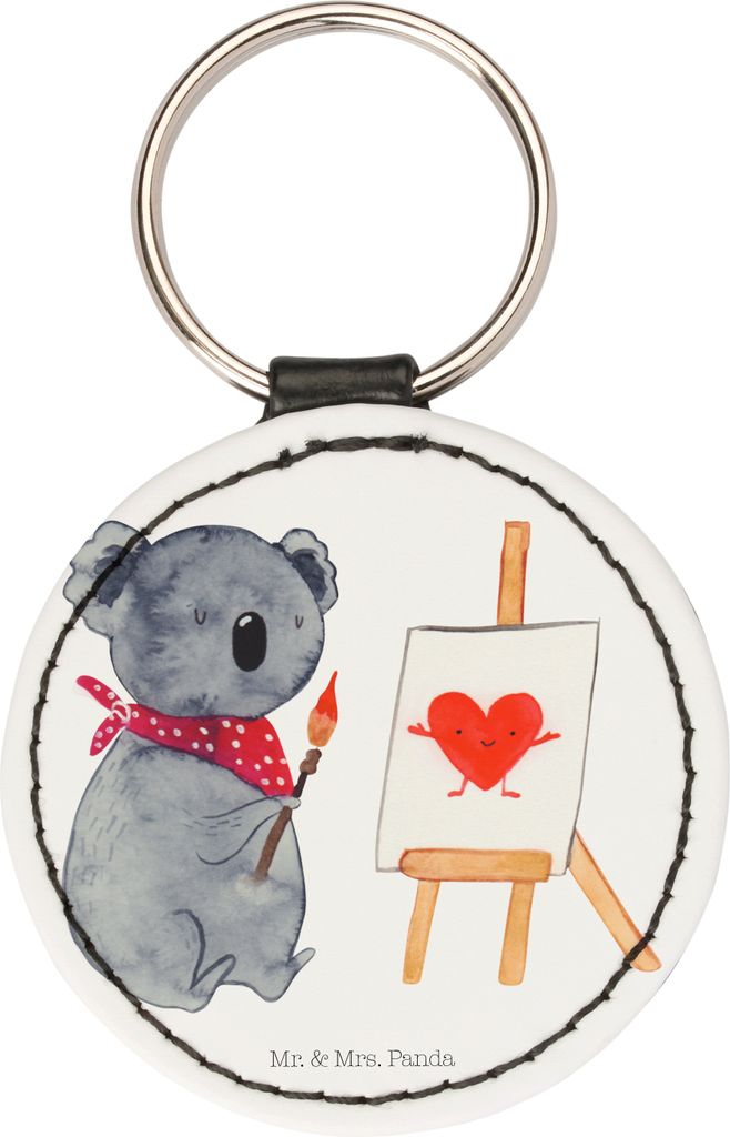 Mr. & Mrs. Panda Taschenanhänger Koala Künstler - Weiß - Geschenk, Liebesgeschenk, Anhänger, Gefühle, schlüsselanhänger klein, mini, Liebe, ...