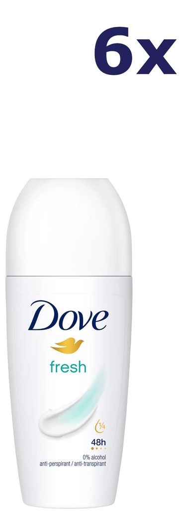 6x Dove Deo roll-on 50ml fresh