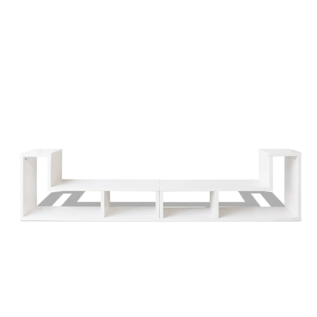 Meuble TV blanc pour angle ou mur droit - Table multimédia polyvalente - 6