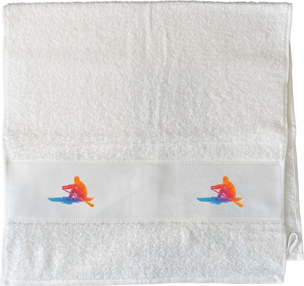 Huuraa Handtuch Rudern bunte Silhouette 50x100cm White Baumwolle Handtuch Geschenkidee