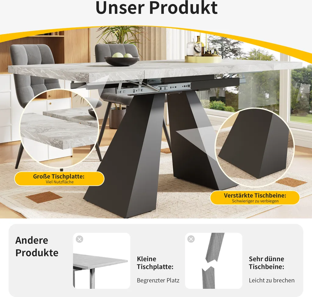 Table Grise Extensible Gain de Place : Solution Repas et Bureau 2-en-1 - 3