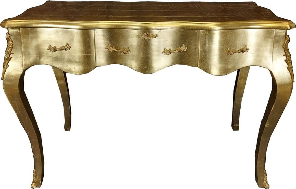 Casa Padrino Barock Sekretär Gold - Handgefertigter Barockstil Schreibtisch mit 3 Schubladen - Büromöbel im Barockstil - Barock Möbel - Barock ...