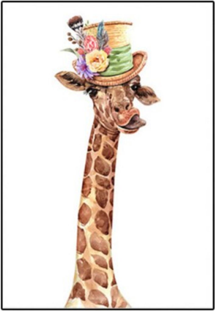 TPFLiving Kunstdruck LW-951 (OHNE RAHMEN) Poster - Leinwand - Wandbild - Hochauflösender Giclée-Druck, langlebig und hochwertig - Lustige Giraffe...