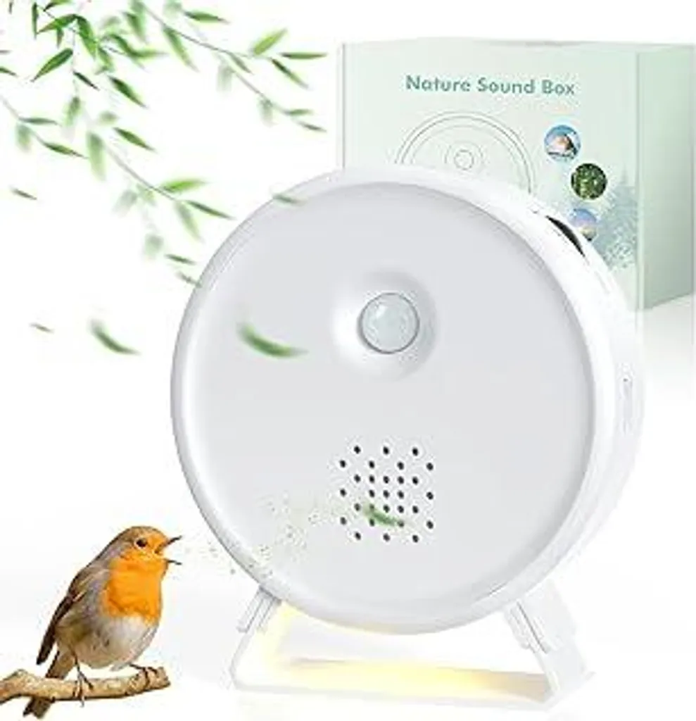BITIWEND Scatola dei suoni della natura Cinguettio degli uccelli Toilette Rilevatore di movimento con luce Scatola dei suoni della natura Cinguettio degli uccelli, mare, mormorio del ruscello, falò Jukebox con sensore di movimento Regalo di Natale