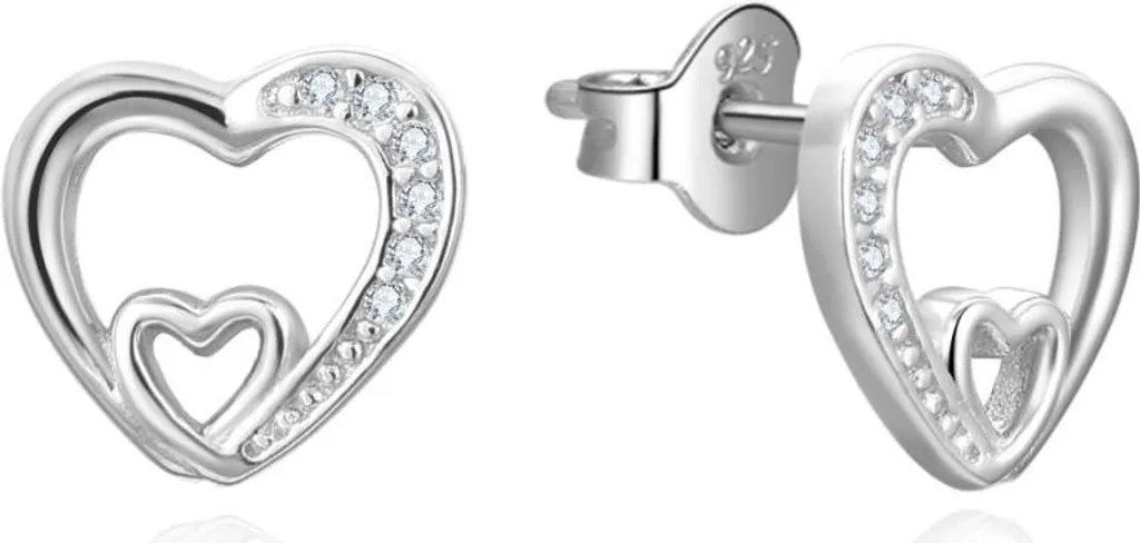 Boucles d'oreilles coeur zircon cubique AGUP3292 anti-allergie chic