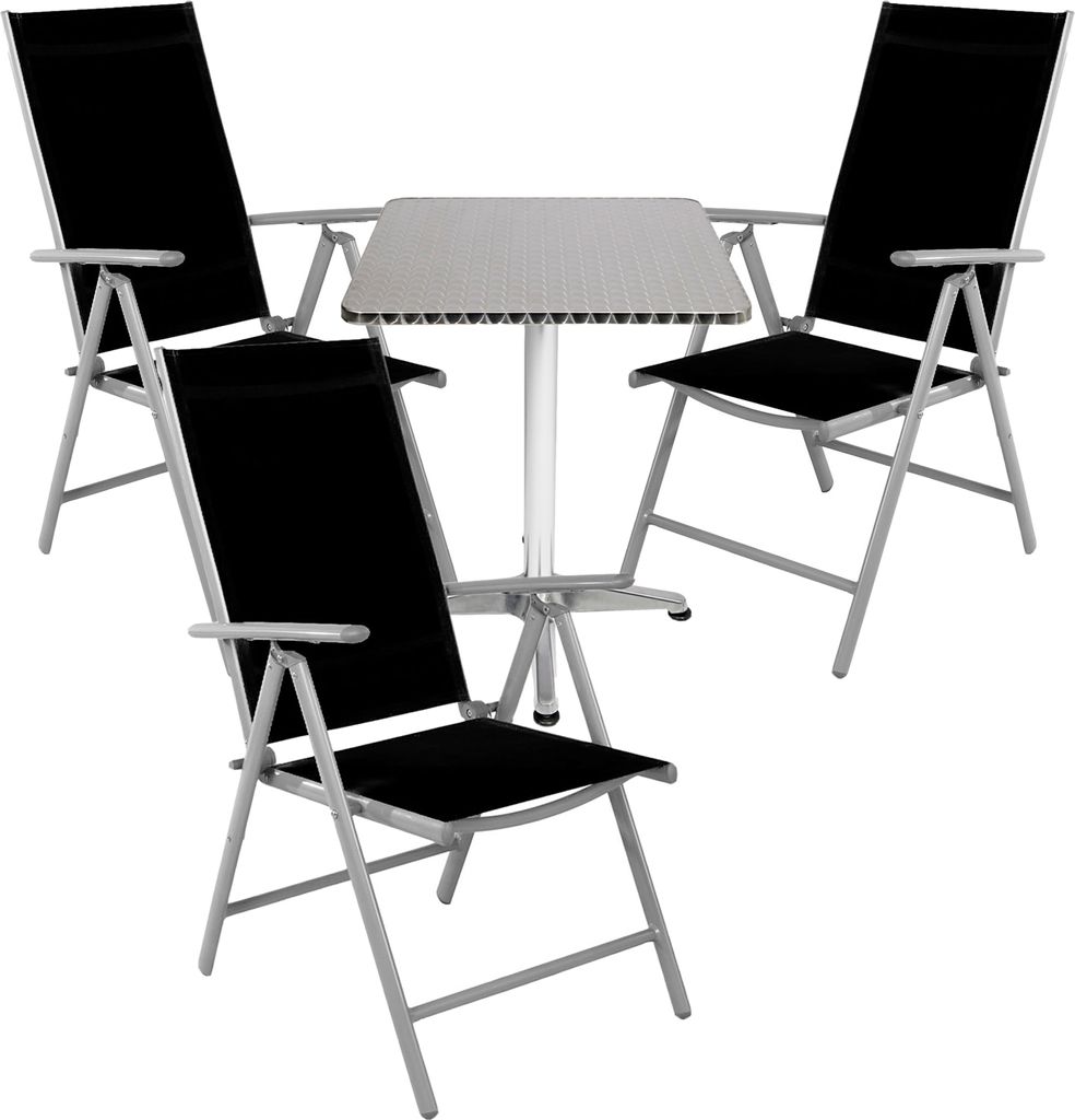 Bistrogarnitur 4-teilig Aluminium - Textilen / Schwarz