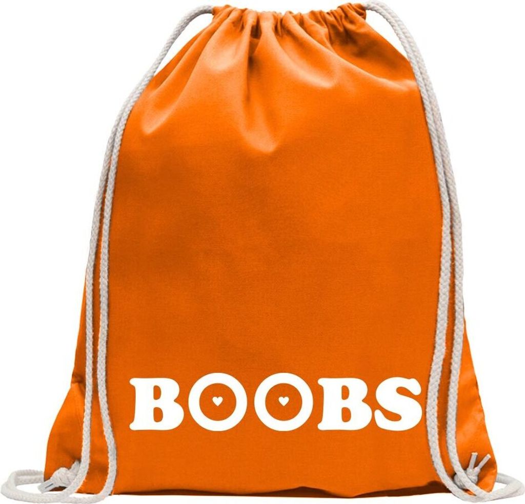 Kiwistar - Turnbeutel - mandarin - Boobs - Fun Rucksack Sport Beutel Gymsack Baumwolle mit Ziehgurt