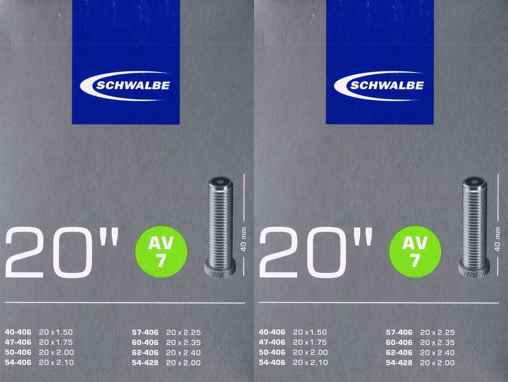 2x Schwalbe AV 7 Schlauch 20 " 406 Ventil: Auto Schrader Produktbild 