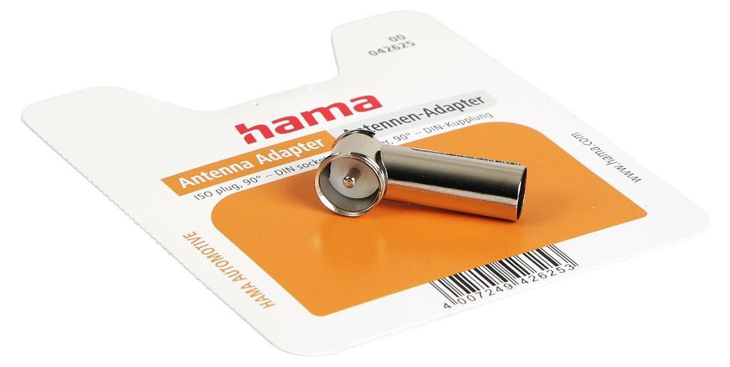 Hama Antenna Adapter Plug ISO, ISO/DIN, Silber, 106 mm, 93 mm, 18 mm, 14 g
