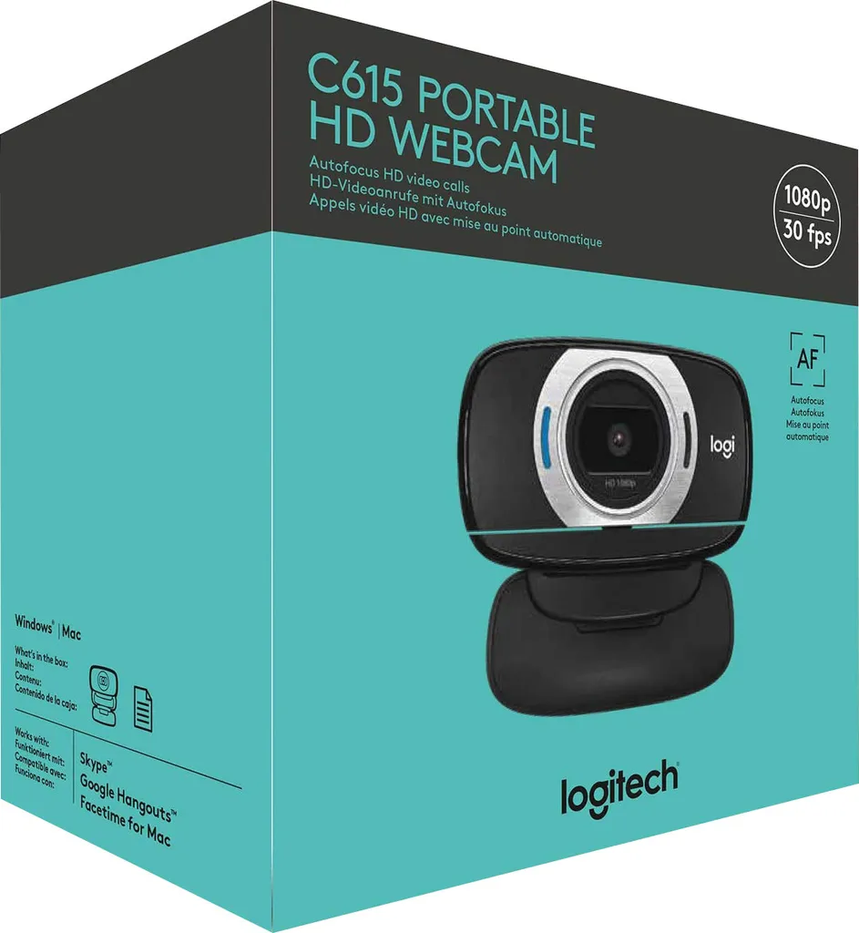 Caméra Webcam Logitech C615HD USB 1080p Autofocus Pliable - Noir