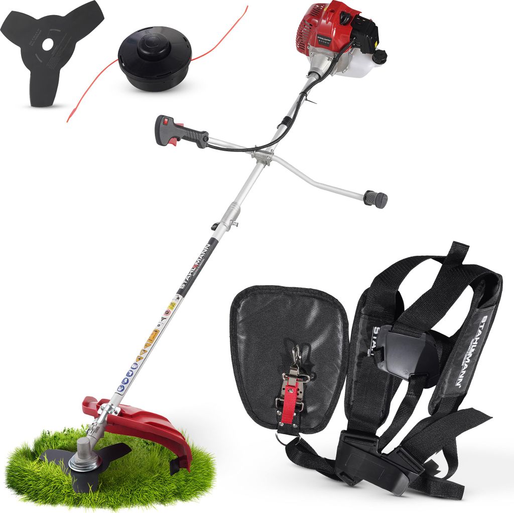 Stahlmann Freischneider Benzin MS520 – Motorsense Benzin mit kraftvollem 2PS Motor, 42cm Schnittbreite, 1,3 Liter 2-Takt – Rasenkantenschneider...