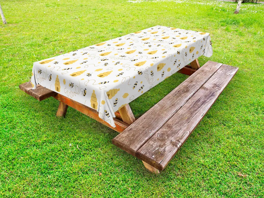 Tovaglia Rettangolare Outdoor ABAKUHAUS 265 cm - Motivo Api e Cuori