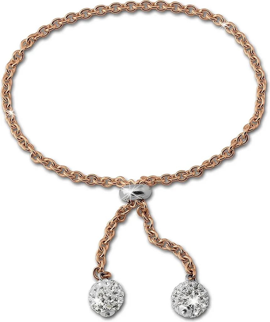 Bracelet Scintillant Ajustable 25cm Rose Blanc : Bijou Femme SilberDream