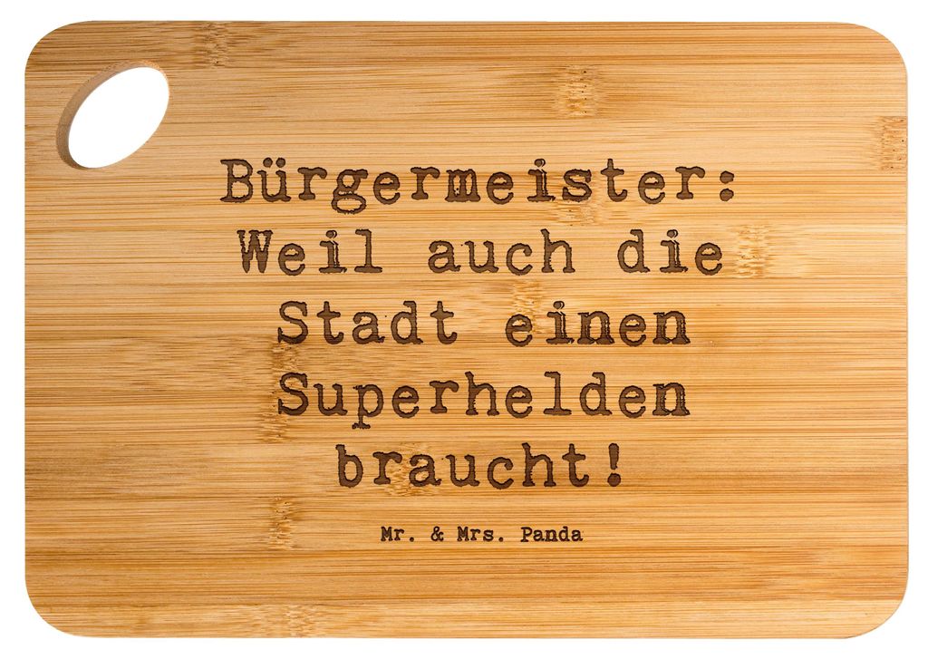 Mr. & Mrs. Panda Brett Spruch Bürgermeister Superheld - Transparent - Geschenk, Berufsgestaltung, Frühstücksbrettchen, Holzbrett, Führungsposit...