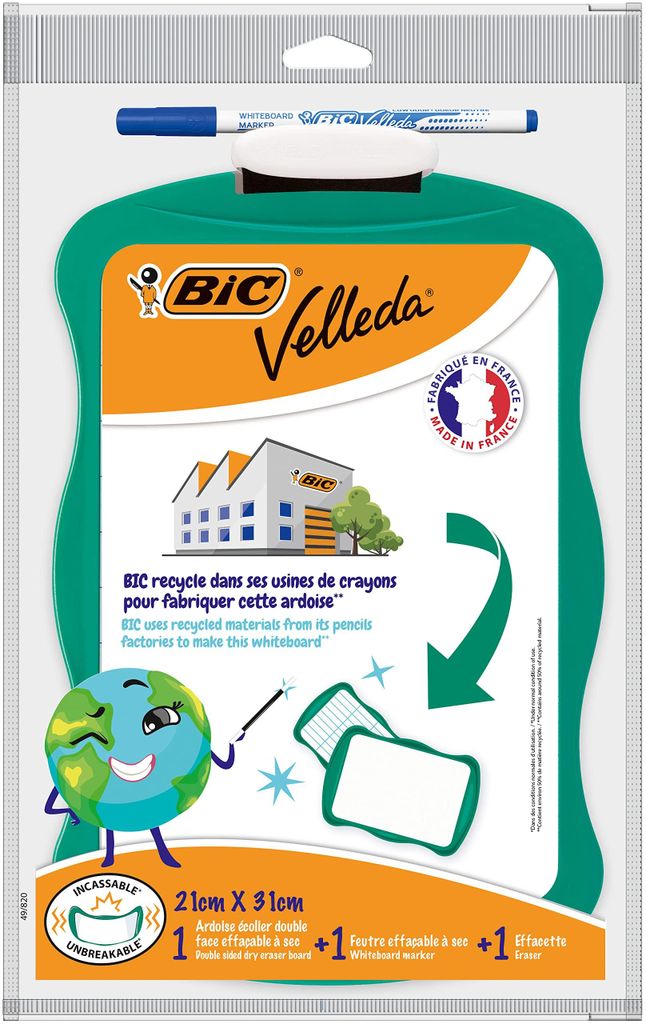 Tableau Velleda 210x310mm + tableau de marquage BIC Image du produit 
