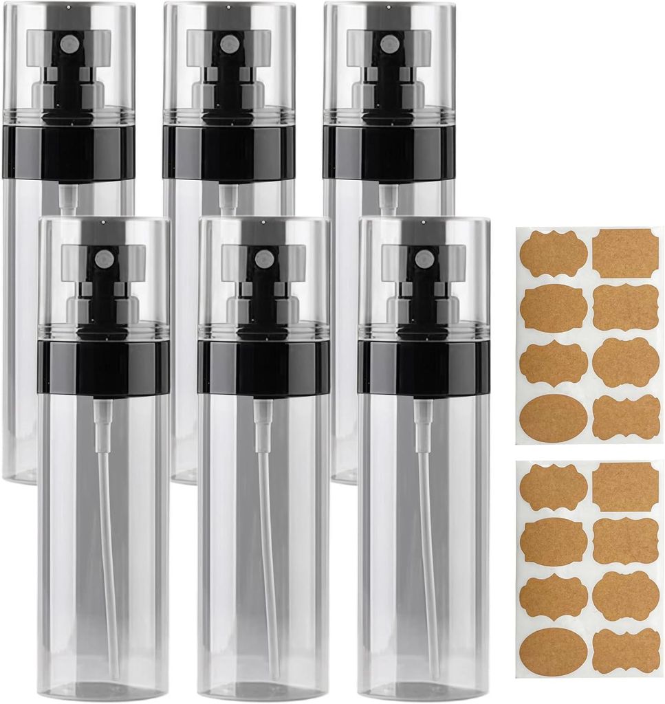 Sprühflasche 6 Stück, 50ml, Feiner Nebel Zerstäuber, Für Kosmetik Parfüm Reinigungsmittel, Reisegeeignet