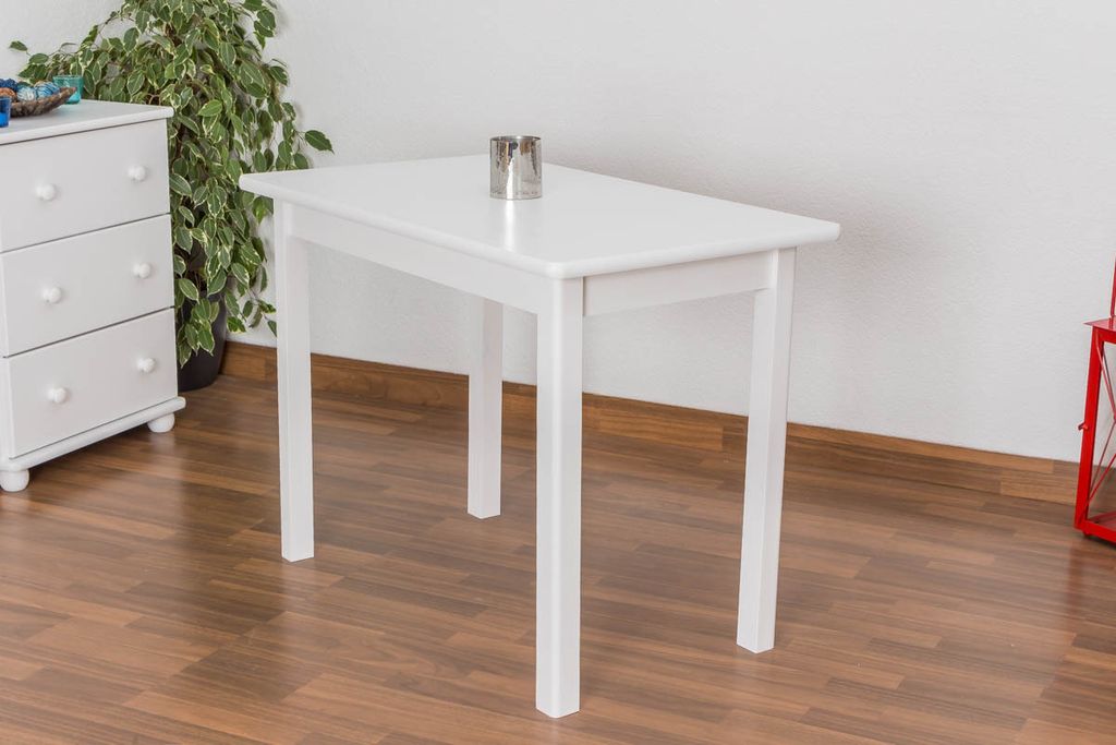 Esstisch Esszimmertisch 60x100 cm Kiefer massiv, Farbe: Weiß