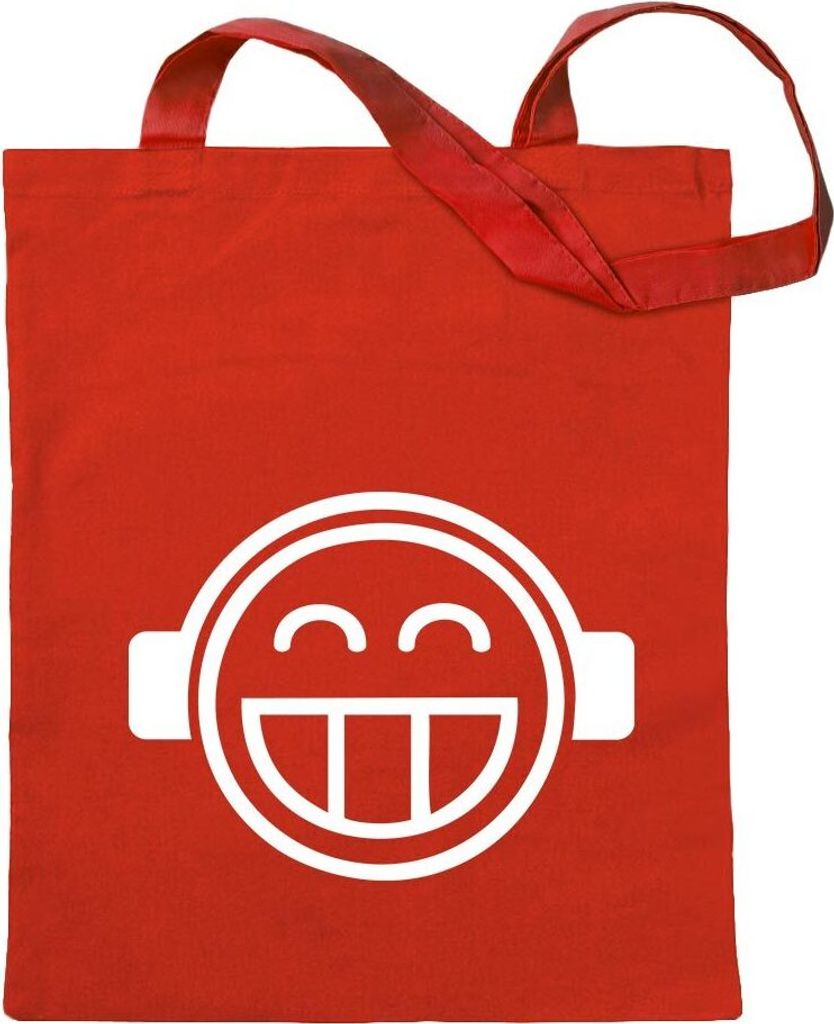 Kiwistar - Baumwolltasche - rot - Smilie Smily - Tragetasche Stoffbeutel Umhängetasche langer Henkel