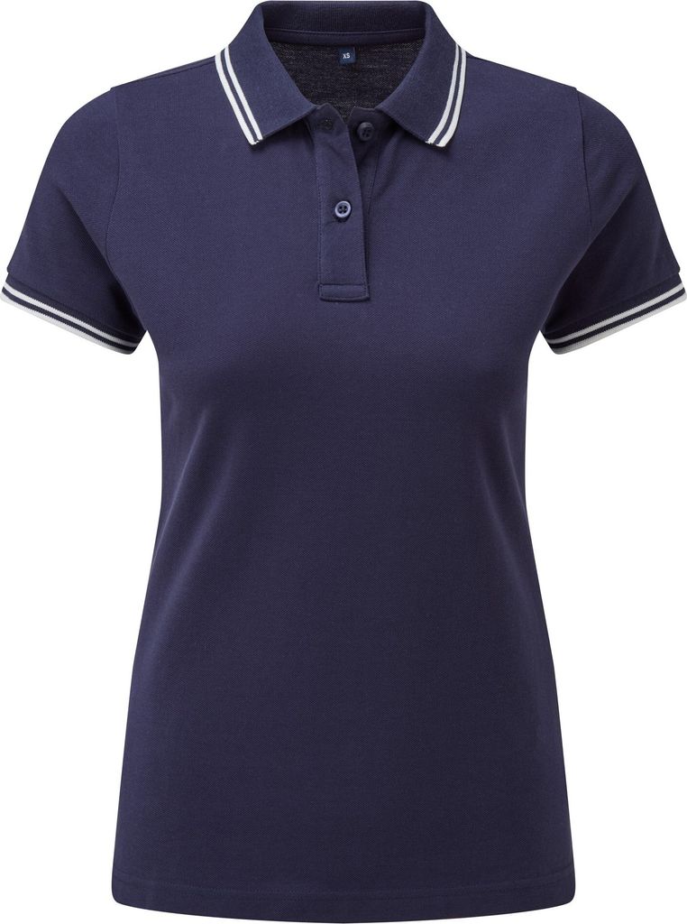 Asquith & Fox - Poloshirt Mit kontrastfarbenen Streifen für Damen RW6644 (S) (Marineblau/Weiß)