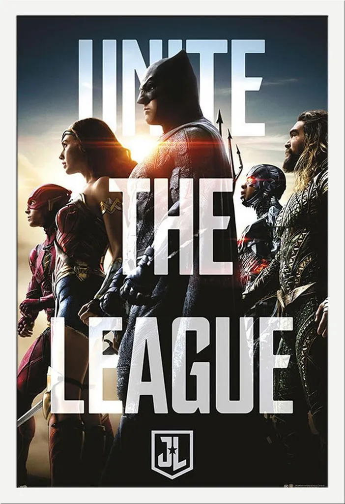 Poster Justice League Heroes avec Cadre Shinsuke Maxi MDF Blanc 61x91