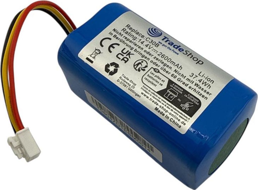 Trade-Shop Li-Ion Akku 14,4V 2600mAh für Kitfort KT-545, Liectroux C30B, C30B 2D, C30B 2D Wifi, E30, Panda X7, Proscenic NEO 820P, NEO 830P