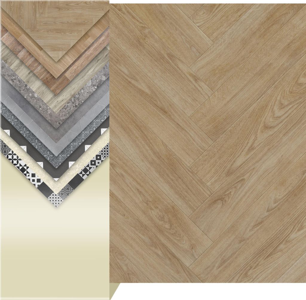 Primaflor PVC TURVO - Eiche Hell Fischgrätdekor - 2,00m x 3,00m - Meterware - Vinyl-Boden in Fliesenoptik für Küche, Wohn- und Badezimmer, Hochw...