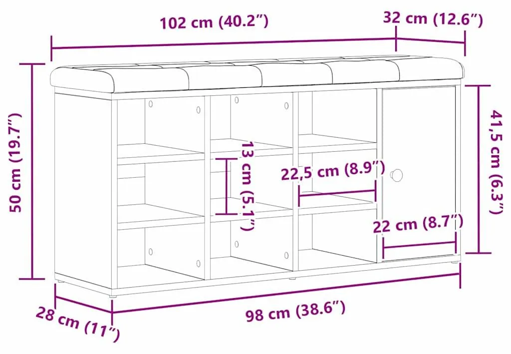 Banc d'entrée avec rangement noir - Solution idéale gain de place - 10