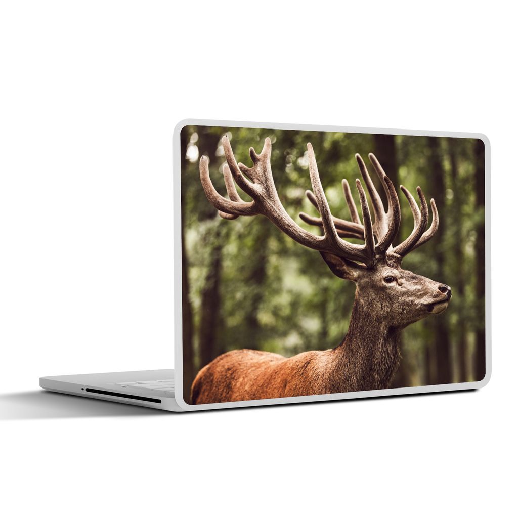 MuchoWow Laptop Aufkleber Sticker Cover Hirsch - Natur - Geweih - Wald - Tiere 40x30 cm - Laptop Dekoration - Selbstklebend