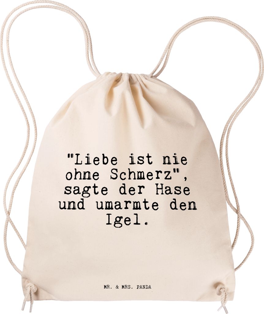 Mr. & Mrs. Panda Jutebeutel "Liebe ist nie ohne... - Transparent - Geschenk, Baumwolltasche, Spruch Sprüche Weisheiten Zitate Lustig Weisheit Wort...