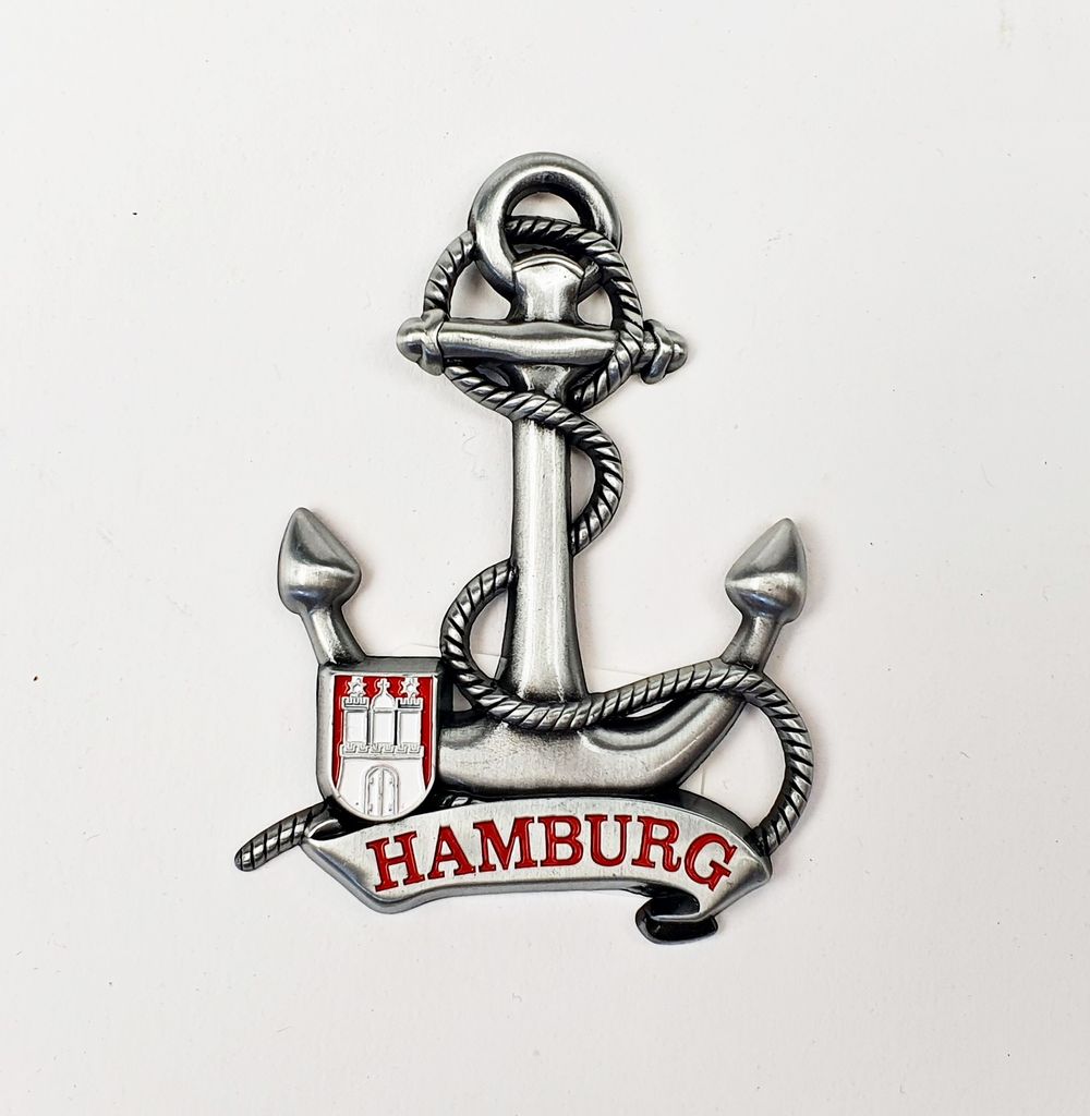 Magnet Anker Hamburg Rot Silber Produktbild 