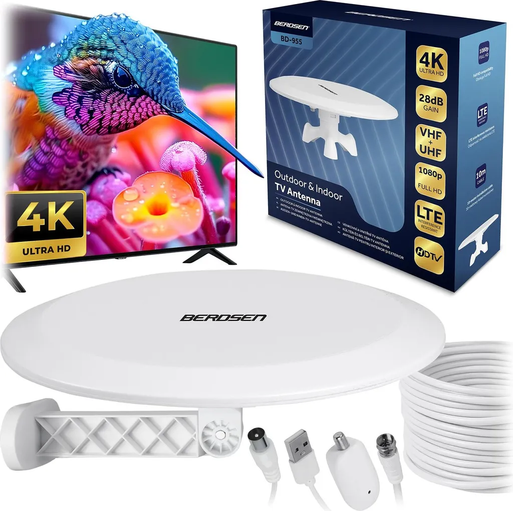 Design e Tecnologia: Antenna TV 4K Berdsen BD-955 Bianca per la Tua Casa