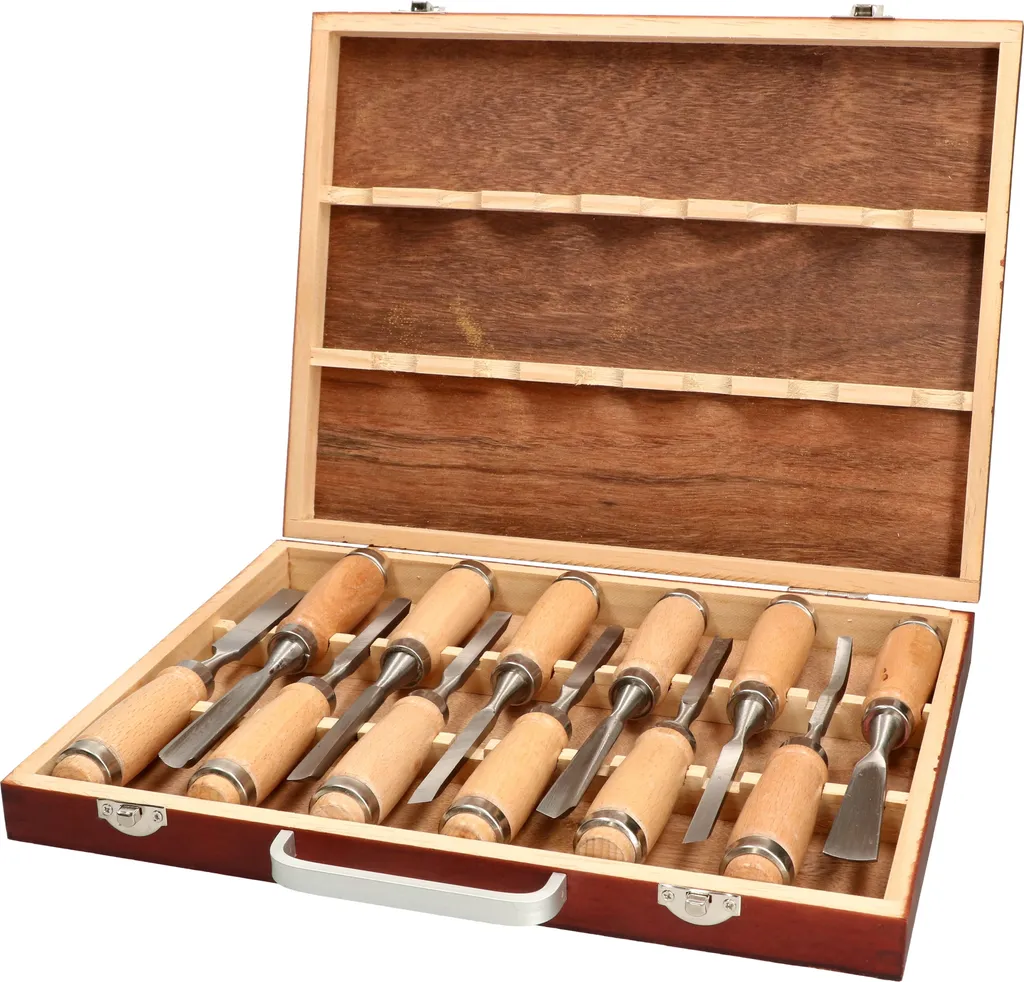 Ciseaux à Bois en Acier et Manche Bois pour Sculpture - Pack de 12 Unités