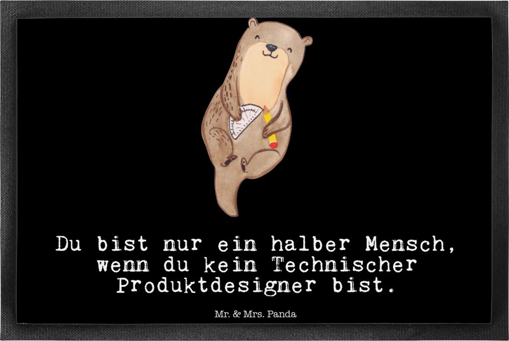 Mr. & Mrs. Panda Sauberlaufmatte Technischer Produktdesigner Herz 40 x 60 cm - Schwarz - Geschenk, flurmatte, Schmutzfangmatte, Bodenvorleger, Fuss...
