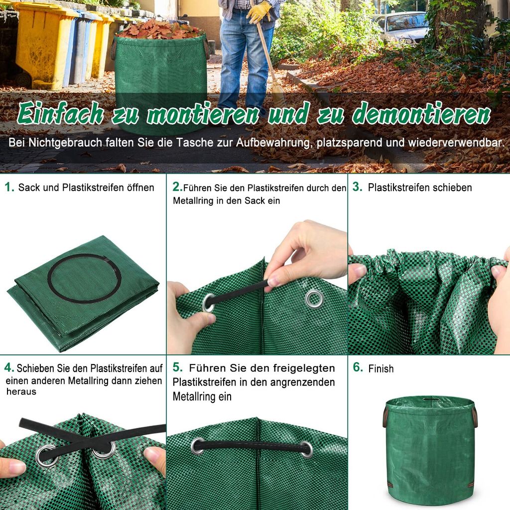 Zahradní taška 4X 272L Zahradní pytel na odpad Stabilní PP Obrázek produktu 6